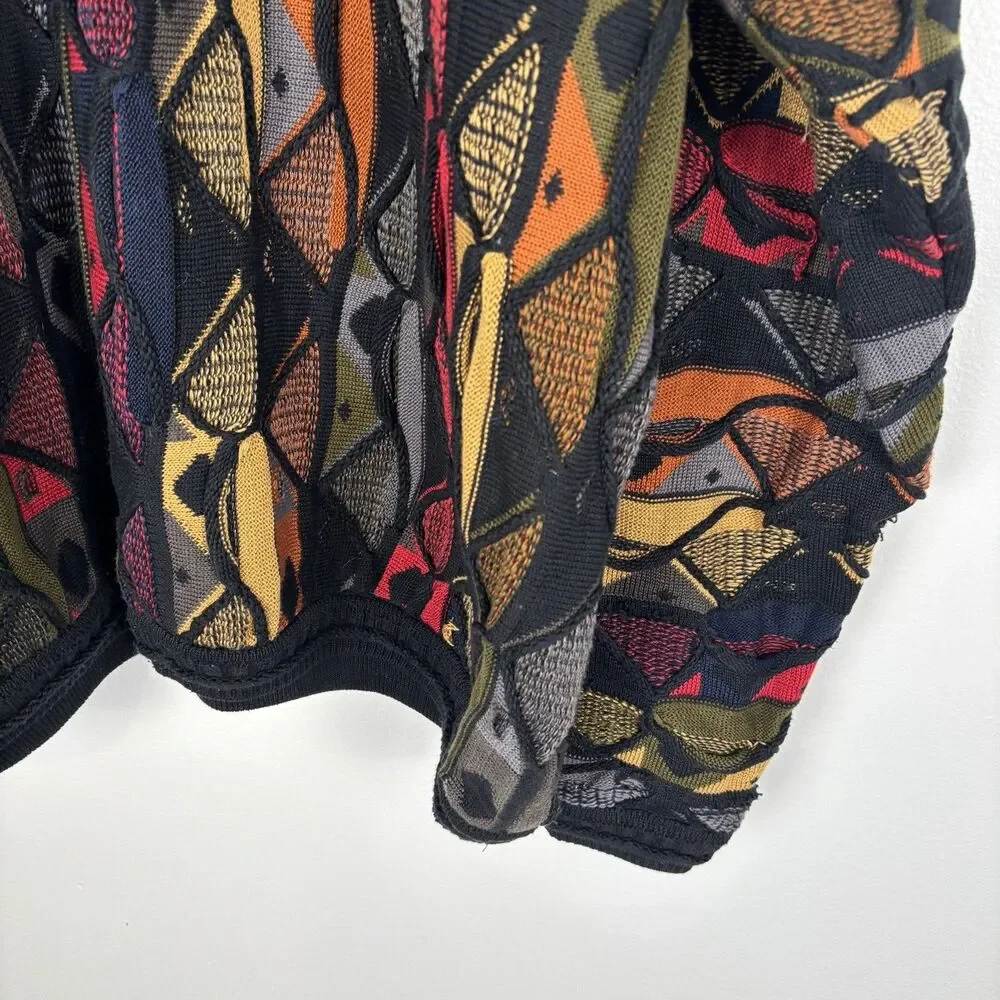 Vintage 1990s Hiphop TUNDRA Textured Sweater XLT Cotton Canada Coogi Colorful - Picture 2 of 8